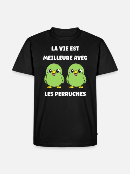 Oiseaux perruches humour petite perruche - T-shirt Premium bio Homme - noir