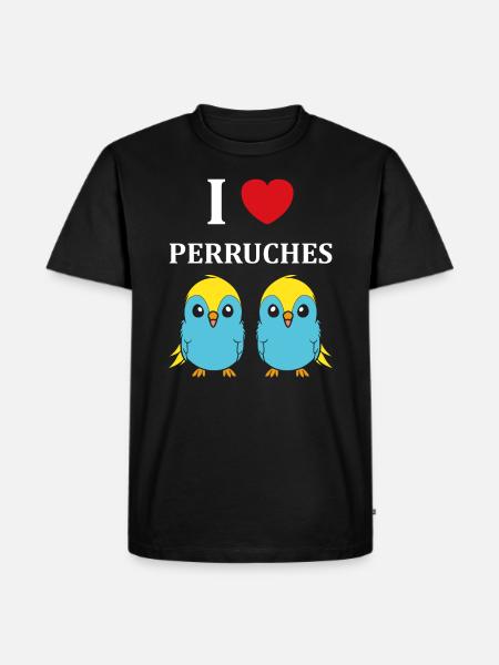 Oiseaux perruches humour petite perruche - T-shirt Premium bio Homme - noir