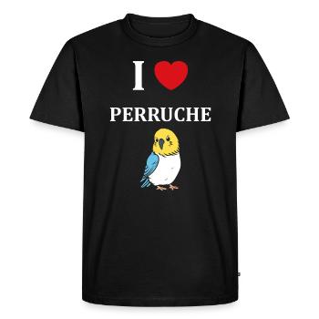 Oiseaux perruches humour petite perruche - T-shirt Premium bio Homme - noir - Devant - Nico (187cm)
