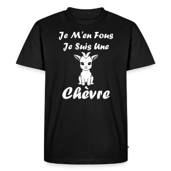 Citation humour petite chèvre - T-shirt Premium bio Homme - noir - Devant - Nico (187cm)