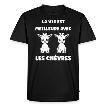 Citation humour petite chèvre - T-shirt Premium bio Homme - noir - Devant - Nico (187cm)
