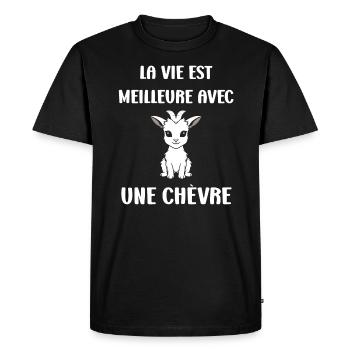 Citation humour petite chèvre - T-shirt Premium bio Homme - noir - Devant - Nico (187cm)
