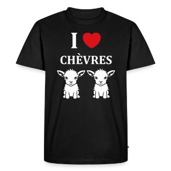 Citation humour petite chèvre - T-shirt Premium bio Homme - noir - Devant - Nico (187cm)