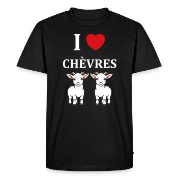 Citation humour petite chèvre - T-shirt Premium bio Homme - noir - Devant - Nico (187cm)