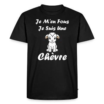Citation humour petite chèvre - T-shirt Premium bio Homme - noir - Devant - Nico (187cm)