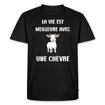 Citation humour petite chèvre - T-shirt Premium bio Homme - noir - Devant - Nico (187cm)