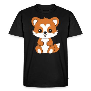 Fox Love Little Red Panda - Men's Premium Organic T-Shirt - black - Front - Nico (187cm)