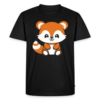 Fox Love Little Red Panda - Men's Premium Organic T-Shirt - black - Front - Nico (187cm)
