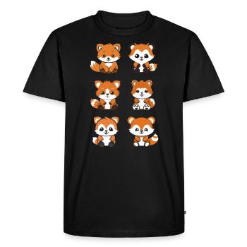 Fox Love Little Red Panda - Men's Premium Organic T-Shirt - black - Front - Nico (187cm)