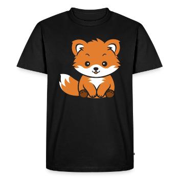Renard amour Petit panda roux - T-shirt Premium bio Homme - noir - Devant - Nico (187cm)