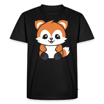 Renard amour Petit panda roux - T-shirt Premium bio Homme - noir - Devant - Nico (187cm)