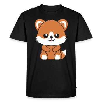 Fox Love Little Red Panda - Men's Premium Organic T-Shirt - black - Front - Nico (187cm)