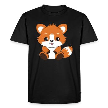 Fox Love Little Red Panda - Men's Premium Organic T-Shirt - black - Front - Nico (187cm)
