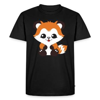 Fox Love Little Red Panda - Men's Premium Organic T-Shirt - black - Front - Nico (187cm)