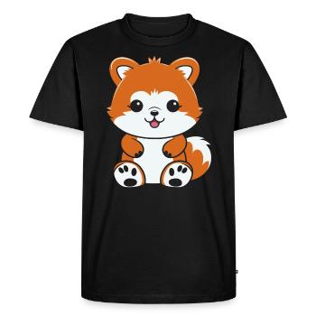 Fox Love Little Red Panda - Men's Premium Organic T-Shirt - black - Front - Nico (187cm)