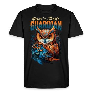 Owl Bird Guardian Night Nature Mystical Colorful Art - Men's Premium Organic T-Shirt - black - Front - Nico (187cm)