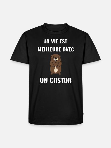 Humour petit castor - T-shirt Premium bio Homme - noir