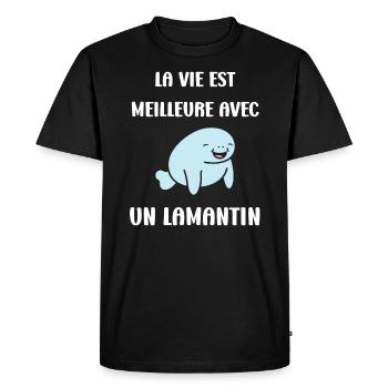 Drôle bébé minimaliste simple petit lamantin - T-shirt Premium bio Homme - noir - Devant - Nico (187cm)