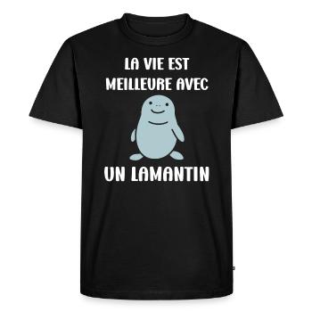 Drôle bébé minimaliste simple petit lamantin - T-shirt Premium bio Homme - noir - Devant - Nico (187cm)