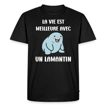 Drôle bébé minimaliste simple petit lamantin - T-shirt Premium bio Homme - noir - Devant - Nico (187cm)