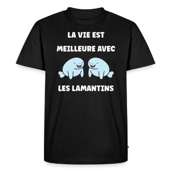 Drôle bébé minimaliste simple petit lamantin - T-shirt Premium bio Homme - noir - Devant - Nico (187cm)
