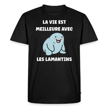 Drôle bébé minimaliste simple petit lamantin - T-shirt Premium bio Homme - noir - Devant - Nico (187cm)