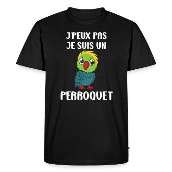 Humour petit perroquet - T-shirt Premium bio Homme - noir - Devant - Nico (187cm)