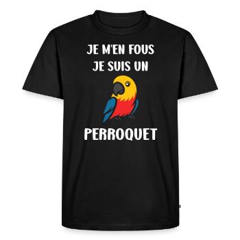 Humour petit perroquet - T-shirt Premium bio Homme - noir - Devant - Nico (187cm)
