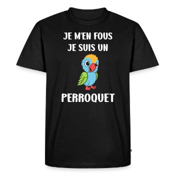 Humour petit perroquet - T-shirt Premium bio Homme - noir - Devant - Nico (187cm)