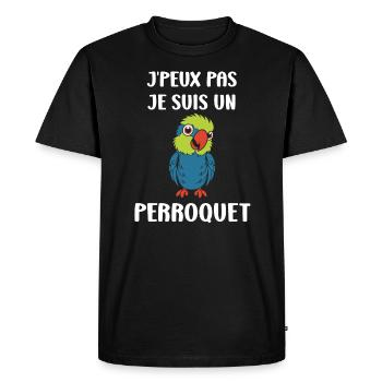 Humour petit perroquet - T-shirt Premium bio Homme - noir - Devant - Nico (187cm)