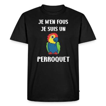 Humour petit perroquet - T-shirt Premium bio Homme - noir - Devant - Nico (187cm)