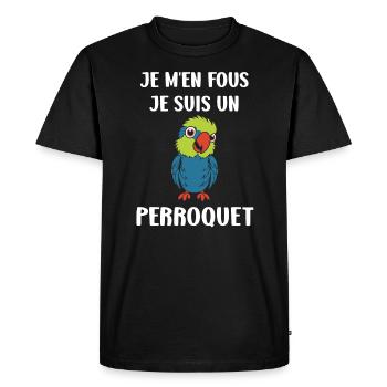 Humour petit perroquet - T-shirt Premium bio Homme - noir - Devant - Nico (187cm)