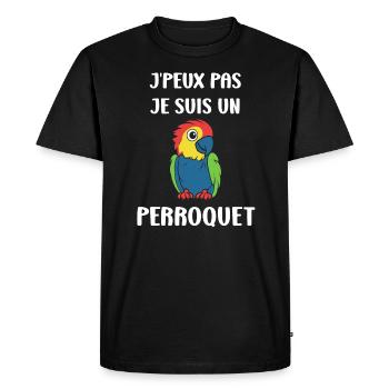 Humour petit perroquet - T-shirt Premium bio Homme - noir - Devant - Nico (187cm)