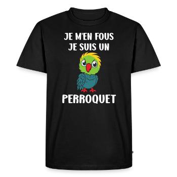 Humour petit perroquet - T-shirt Premium bio Homme - noir - Devant - Nico (187cm)