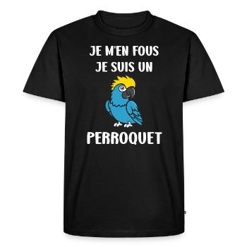 Humour petit perroquet - T-shirt Premium bio Homme - noir - Devant - Nico (187cm)