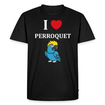 Humour petit perroquet - T-shirt Premium bio Homme - noir - Devant - Nico (187cm)