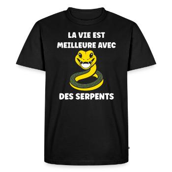 Humour petit serpent - T-shirt Premium bio Homme - noir - Devant - Nico (187cm)