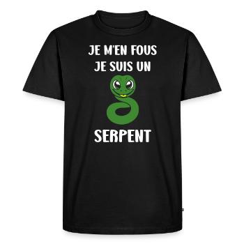 Humour petit serpent - T-shirt Premium bio Homme - noir - Devant - Nico (187cm)