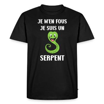 Humour petit serpent - T-shirt Premium bio Homme - noir - Devant - Nico (187cm)