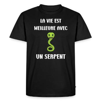 Humour petit serpent - T-shirt Premium bio Homme - noir - Devant - Nico (187cm)