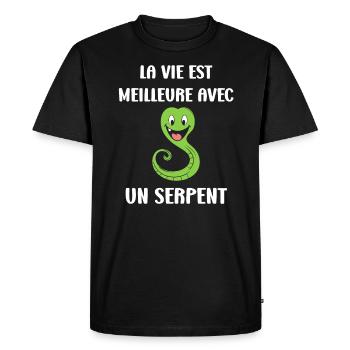 Humour petit serpent - T-shirt Premium bio Homme - noir - Devant - Nico (187cm)