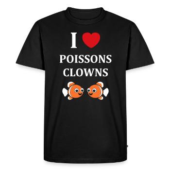 Humour petit poisson clown - T-shirt Premium bio Homme - noir - Devant - Nico (187cm)
