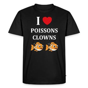 Humour petit poisson clown - T-shirt Premium bio Homme - noir - Devant - Nico (187cm)