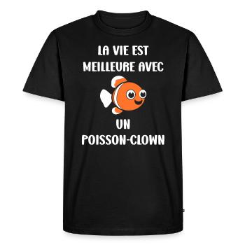 Humour petit poisson clown - T-shirt Premium bio Homme - noir - Devant - Nico (187cm)