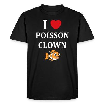Humour petit poisson clown - T-shirt Premium bio Homme - noir - Devant - Nico (187cm)