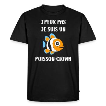 Humour petit poisson clown - T-shirt Premium bio Homme - noir - Devant - Nico (187cm)