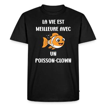 Humour petit poisson clown - T-shirt Premium bio Homme - noir - Devant - Nico (187cm)