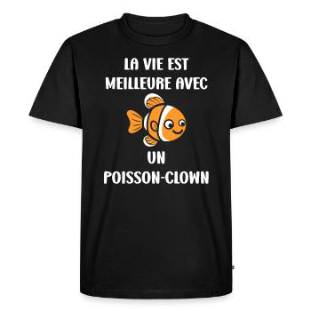 Humour petit poisson clown - T-shirt Premium bio Homme - noir - Devant - Nico (187cm)