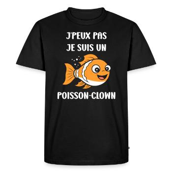 Humour petit poisson clown - T-shirt Premium bio Homme - noir - Devant - Nico (187cm)