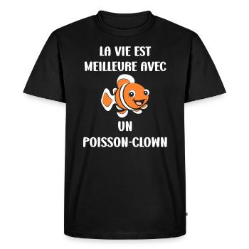 Humour petit poisson clown - T-shirt Premium bio Homme - noir - Devant - Nico (187cm)